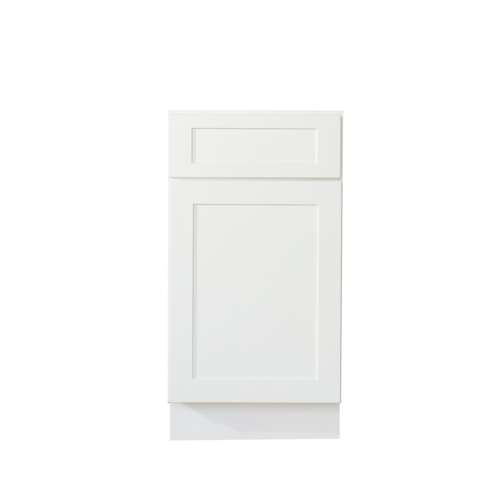 Bremen Ready to Assemble 15x34.5x24 in. Shaker Base Cabinet with 1 Door and 1 Drawer in White - Super Arbor