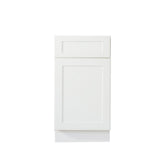 Bremen Ready to Assemble 15x34.5x24 in. Shaker Base Cabinet with 1 Door and 1 Drawer in White - Super Arbor