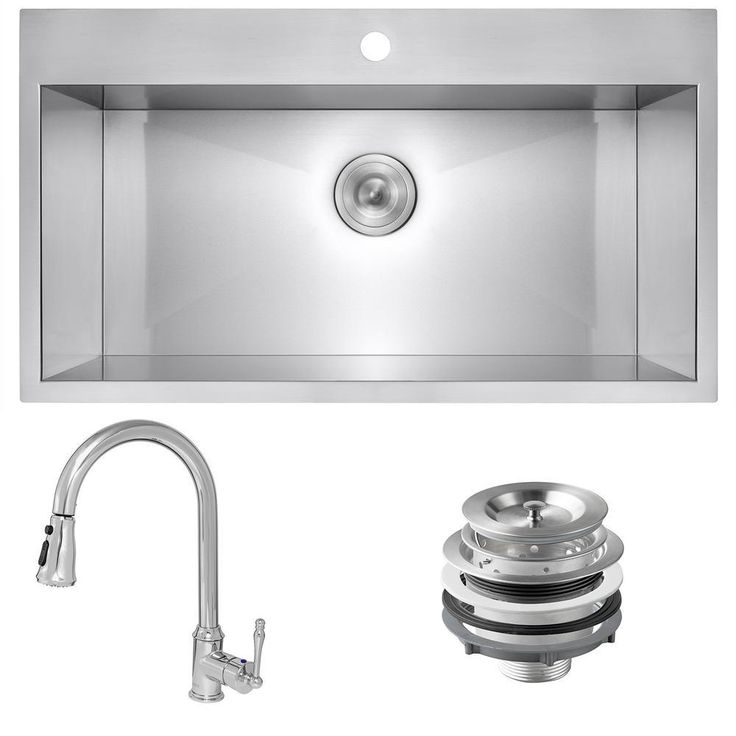 Handmade All-in-One Stainless Steel 33 in. x 22 in. Single Bowl Drop-in Kitchen Sink and Pull-down Kitchen Faucet