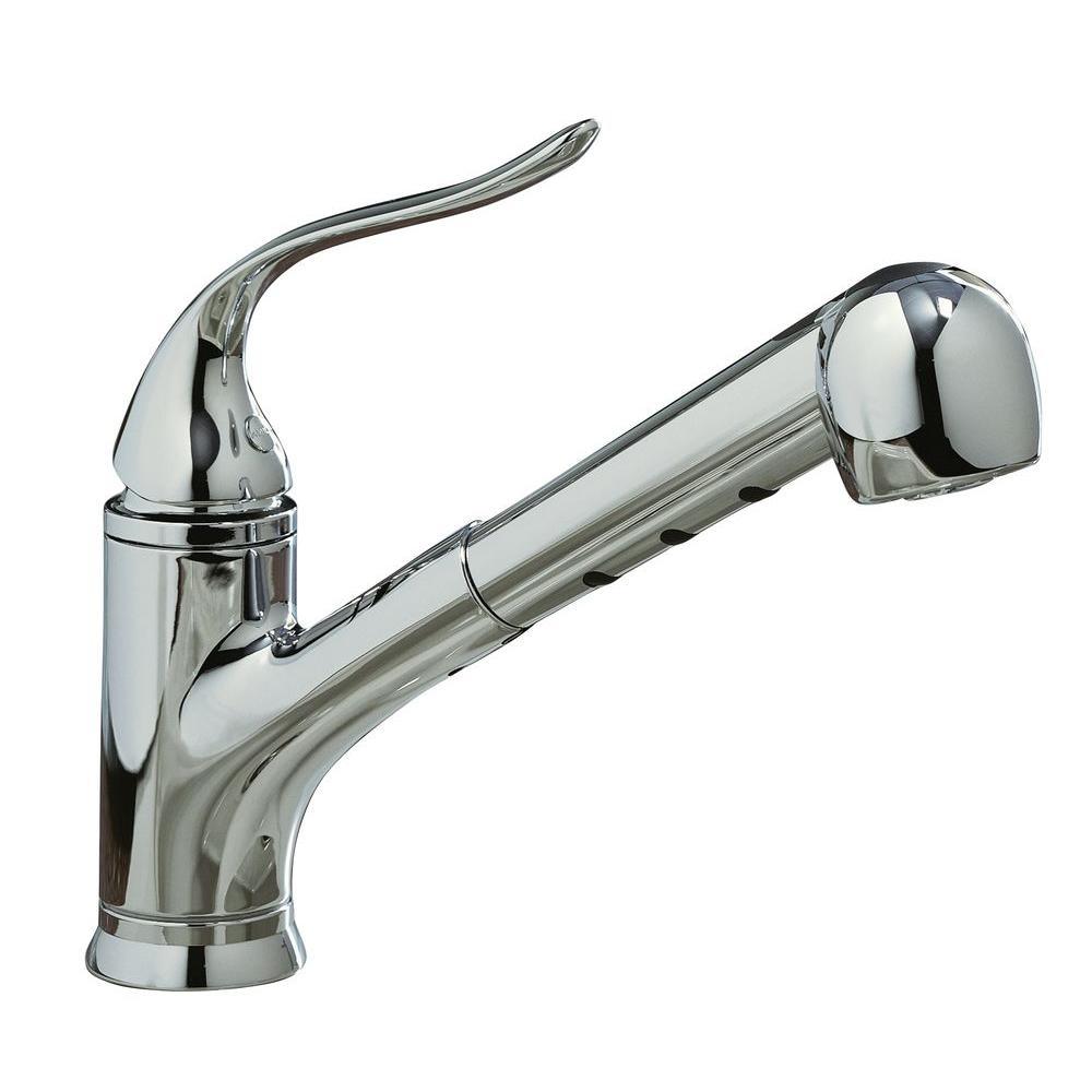 Coralais Single-Handle Pull-Out Sprayer Kitchen Faucet With MasterClean Sprayface In Polished Chrome - Super Arbor