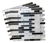 Crystiles Black, Deep Grey and Brushed Silver 12 in. x 12 in. Peel and Stick Vinyl Wall Tile Backsplash, 