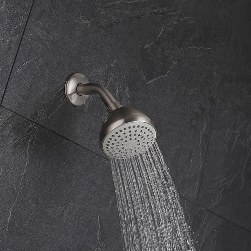 6-7/8 in. 1-Spray Wall Mount Showerhead Shower Set in Brushed Nickel - Super Arbor