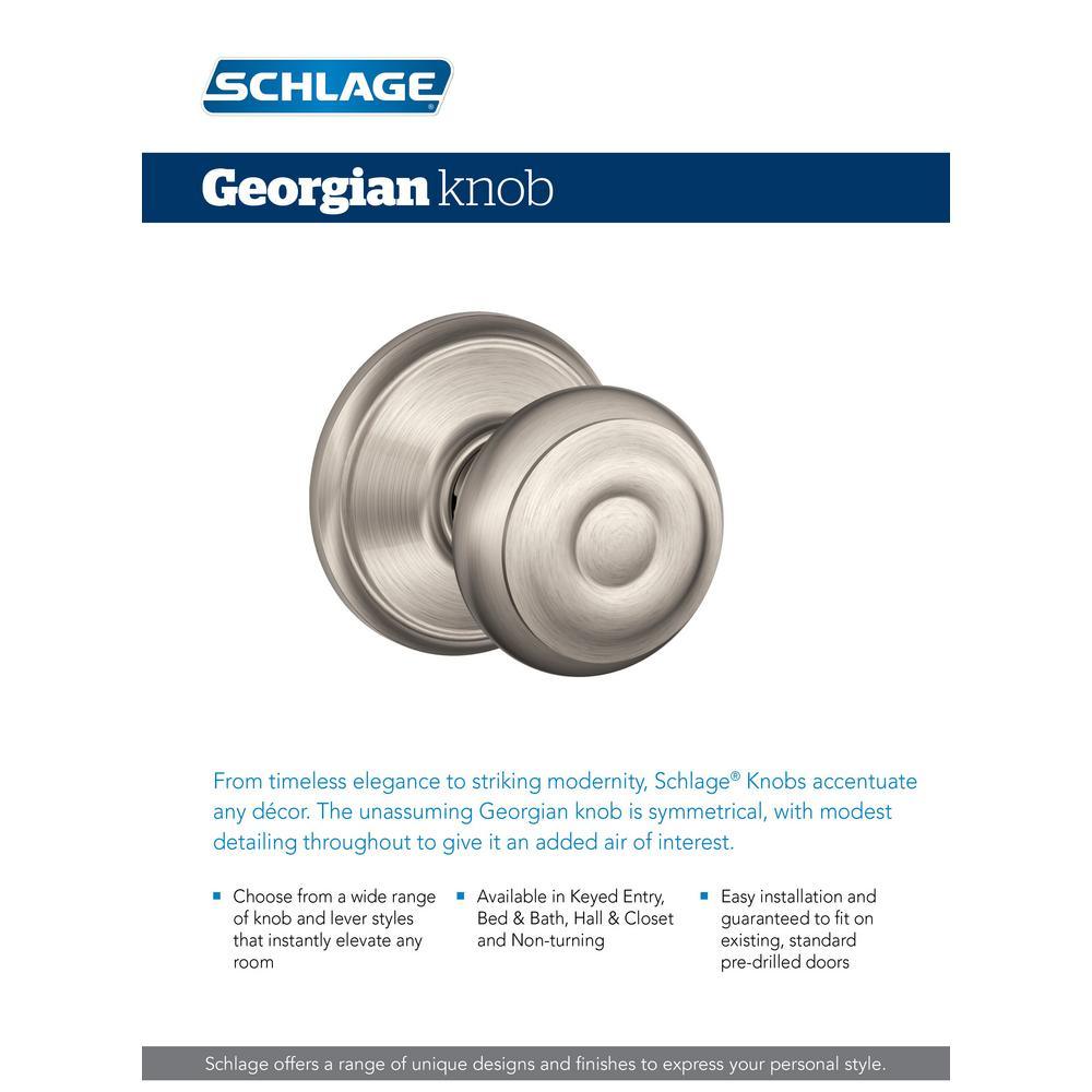 Georgian Satin Nickel Keyed Entry Door Knob with Addison Trim - Super Arbor