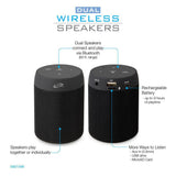 Bluetooth 5.0 Wireless Speaker Pair in Black - Super Arbor