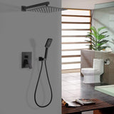 3-Spray with 2.5 GPM 10 in. 2 Functions Tub Wall Mount Dual Shower Heads in Spot in Matte Black (Valve Included)