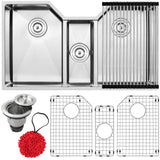 Bradford Undermount 16-Gauge Stainless Steel 35.5 in. Triple Basin Kitchen Sink with Basket Strainer - Super Arbor