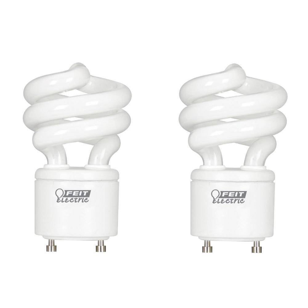 60-Watt Equivalent T3 Spiral Non-Dimmable GU24 Base Compact Fluorescent CFL Light Bulb, Daylight 5000K (2-Pack) - Super Arbor
