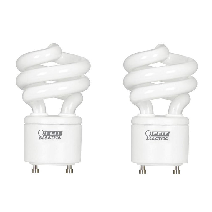 60-Watt Equivalent T3 Spiral Non-Dimmable GU24 Base Compact Fluorescent CFL Light Bulb, Daylight 5000K (2-Pack) - Super Arbor