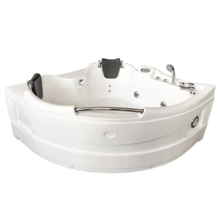 Ginevra with heater 59.05 in. L Acrylic Center Drain Corner Alcove Whirlpool Bathtub in White - Super Arbor
