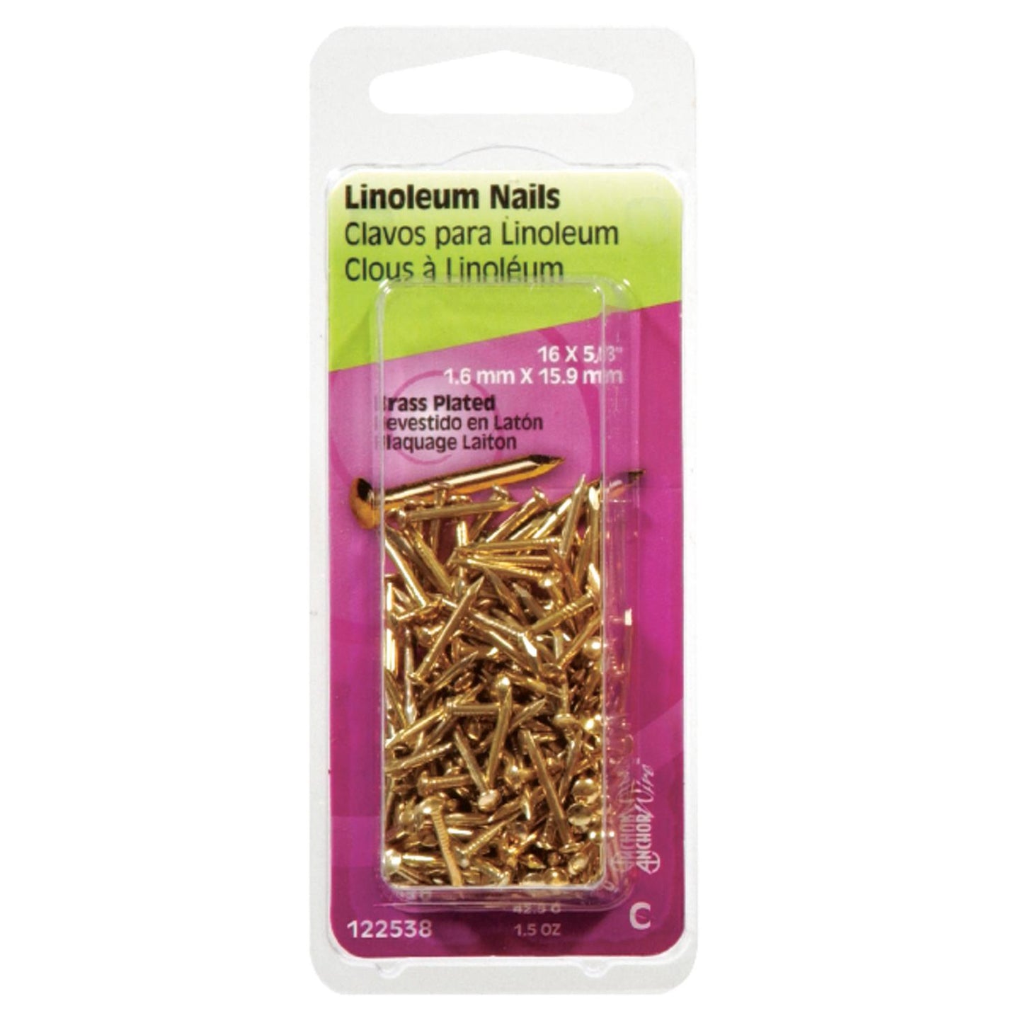 Hillman 5/8 in. Binding Brass-Plated Steel Nail Flat Head
