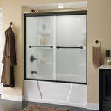 Crestfield 60 in. x 58-1/8 in. Semi-Frameless Traditional Sliding Bathtub Door in Bronze with Transition Glass - Super Arbor