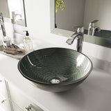 VIGO Handmade Glass Round Vessel Bathroom Sink in Simply Silver