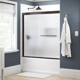 Simplicity 60 in. x 58-1/8 in. Semi-Frameless Traditional Sliding Bathtub Door in Bronze with Mozaic Glass - Super Arbor