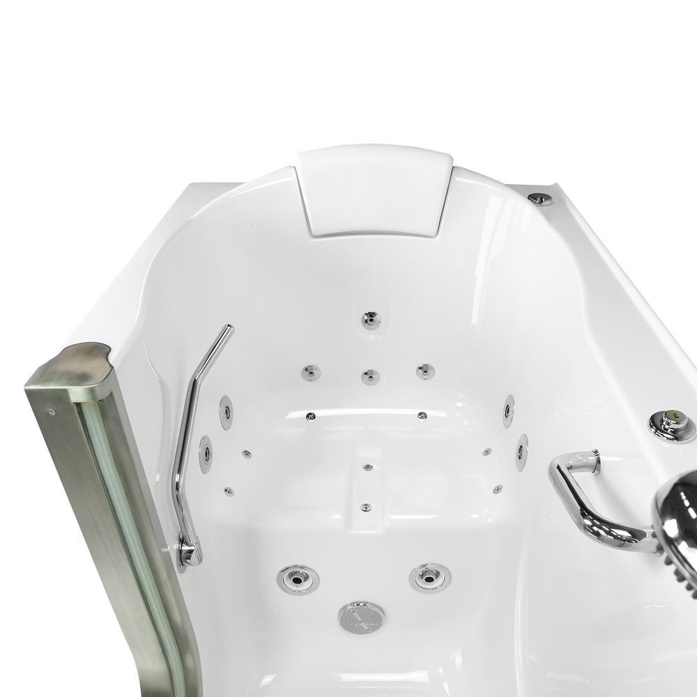 Deluxe 55 in. Acrylic Walk-In Whirlpool and Air Bath Bathtub in White, Fast Fill Faucet Set, RHS 2 in. Dual Drain - Super Arbor