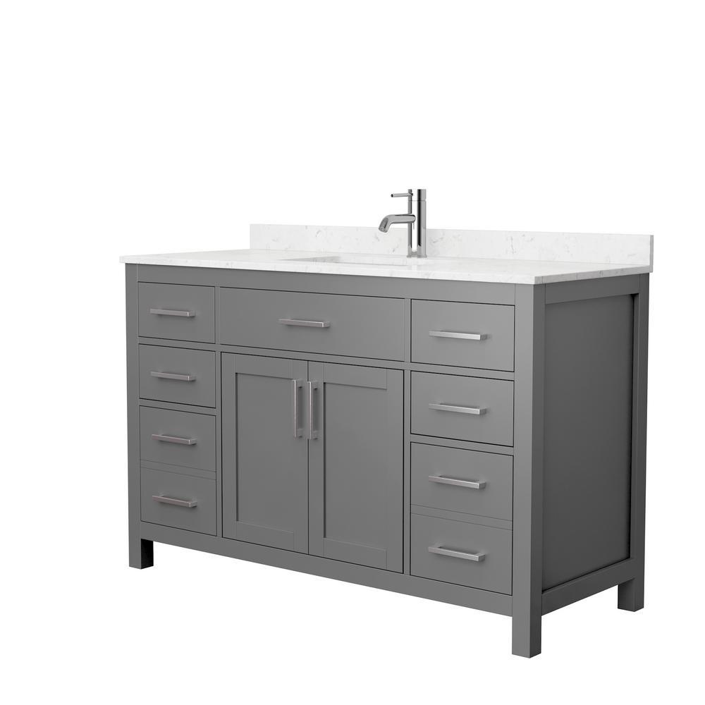 Beckett 72 in. W x 22 in. D Double Bath Vanity in Dark Gray with Cultured Marble Vanity Top in Carrara with White Basins - Super Arbor