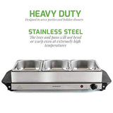 1.5 Qt. Silver Stainless Steel Electric Buffet Server Tray Warming Pans with Adjustable Temperature Control