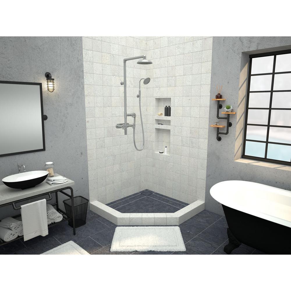 Redi Neo 46 in. x 46 in. Neo-Angle Corner Shower Base with Back Drain and Tileable Grate - Super Arbor