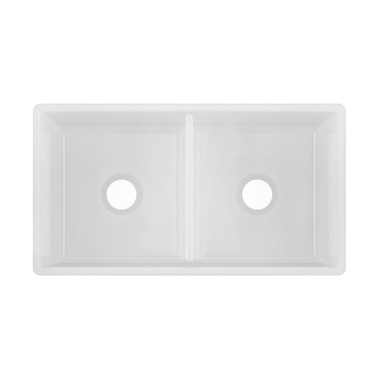 Farmhouse Apron Front Fireclay 33 in. Reversible 50/50 Double Bowl Kitchen Sink in White
