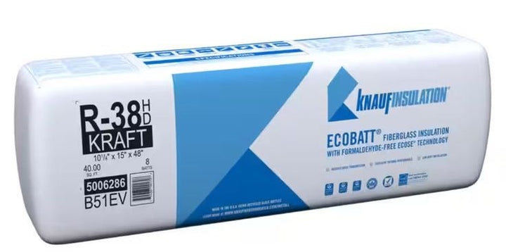 Knauf Insulation Ecobatt R-38 HD Kraft Faced Fiberglass Insulation Batts 10.25