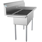 Freestanding Stainless Steel 60 in. 2-Hole Triple Bowl Commercial Kitchen Sink