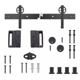 72 in. Dark Oil-Rubbed Bronze Wagon Wheel Decorative Barn Door Track and Hardware Kit