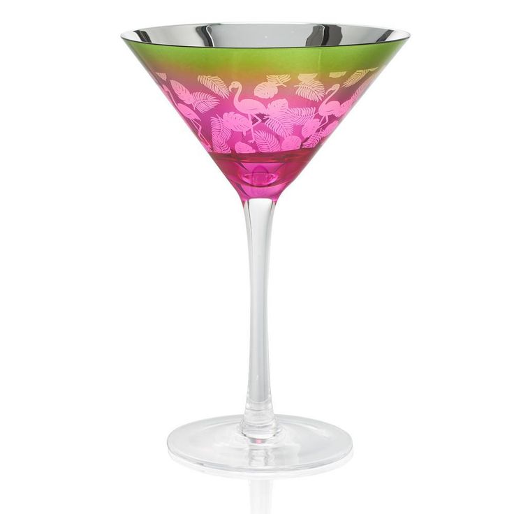 Flamingo 9 oz. Tropics Martini Glass Set (4-Piece)
