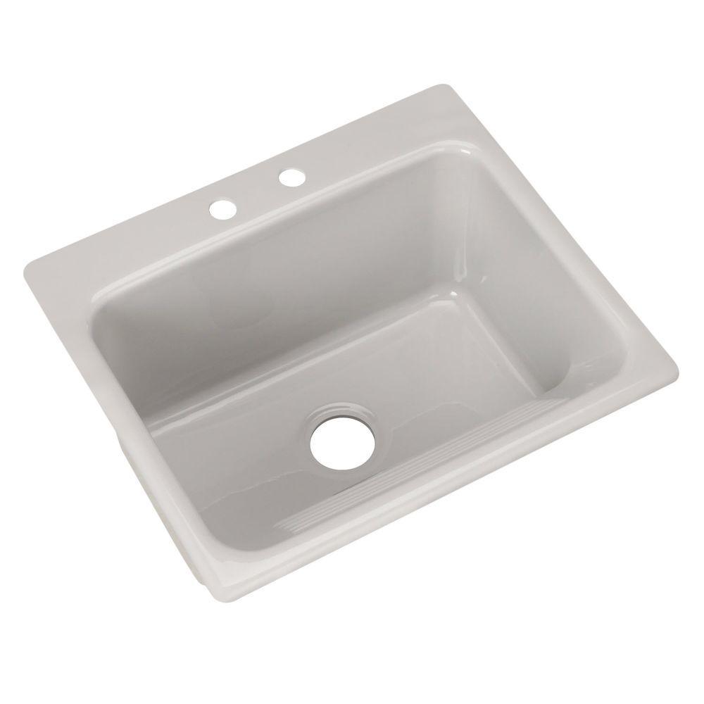 Kensington Drop-In Acrylic 25 in. 2-Hole Single Bowl Utility Sink in White - Super Arbor