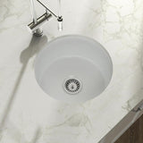 Yorkshire Bar Undermount Fireclay 18.5 in. Round Single Bowl Kitchen Sink with Grid and Strainer in White