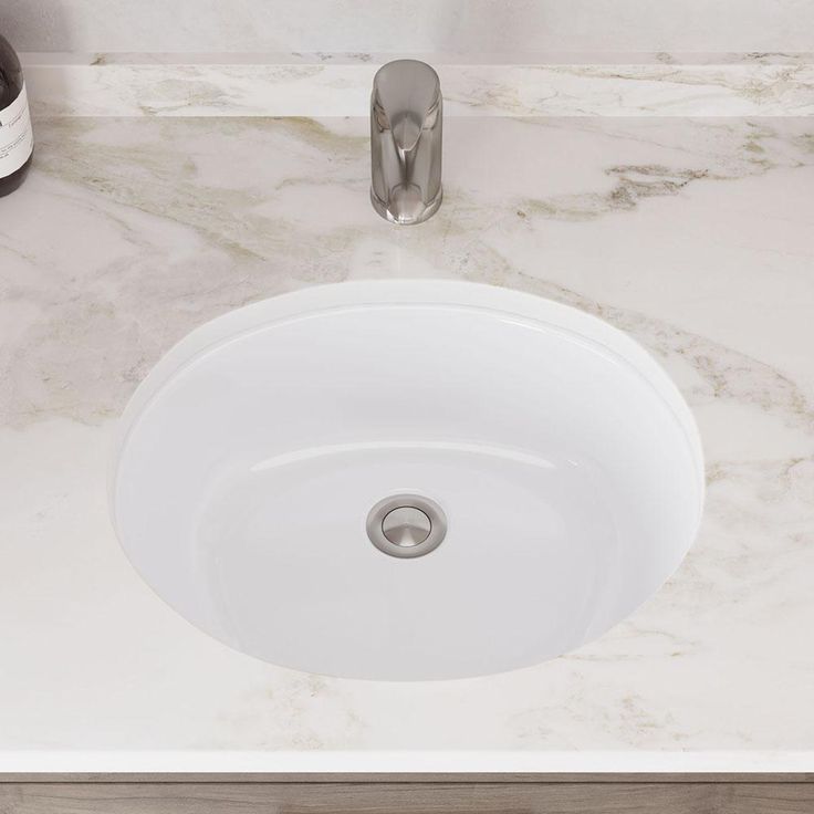 MR Direct 19 in. Undermount Bathroom Sink in White with White SinkLink and Pop-Up Drain in Brushed Nickel