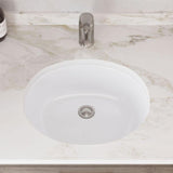 MR Direct 19 in. Undermount Bathroom Sink in White with White SinkLink and Pop-Up Drain in Brushed Nickel