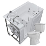 52.8 in. Walk-In Whirlpool Bathtub in White with 1.28 GPF Single Flush Toilet - Super Arbor