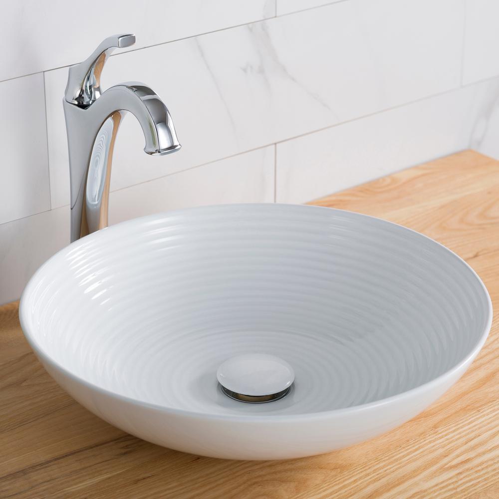 Viva 16-1/2 in. Round Porcelain Ceramic Vessel Sink in White - Super Arbor