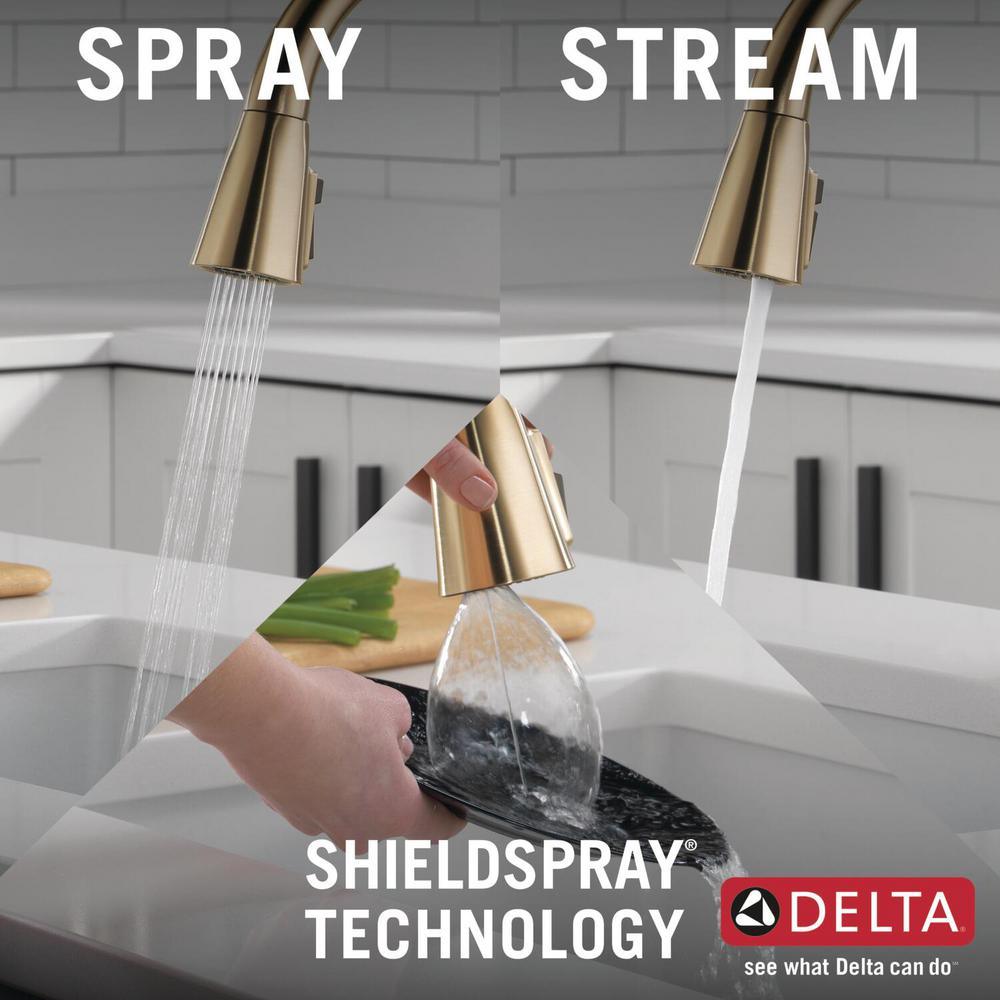 Lenta Touch Single-Handle Pull-Down Sprayer Kitchen Faucet with ShieldSpray Technology in Champagne Bronze - Super Arbor