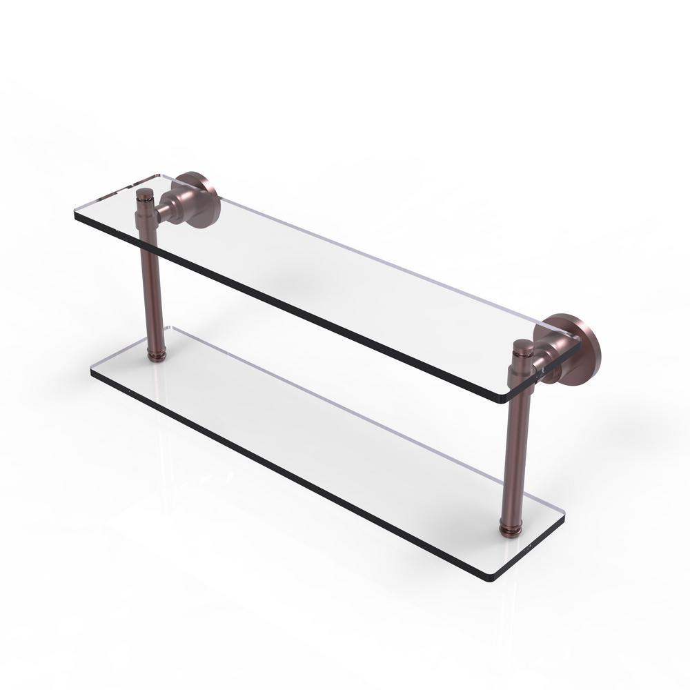 Washing Square Collection 22 in. 2-Tiered Glass Shelf in Matte Black - Super Arbor