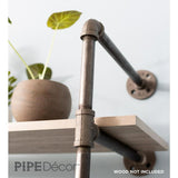 1/2 in. Black Pipe 11.75 in. D x 48.5 in. H Wall Mounted 4-Tier Shelf Kit