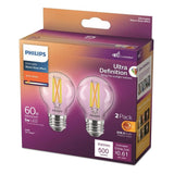 Philips 40-Watt Equivalent G16.5 Dimmable Medium Base LED Light Bulb with Warm Glow Dimming Effect Soft White (2-Pack)
