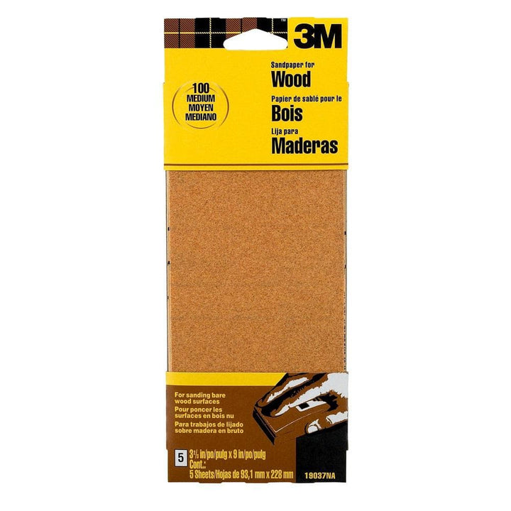 3M Garnet 3.7 in. x 9 in. Medium 100-Grit Sheet Sandpaper (6-Sheets/Pack)