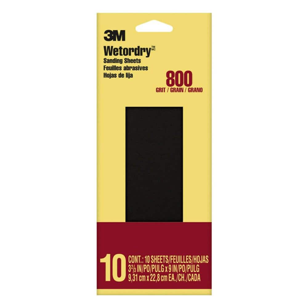 3M Imperial Wetordry 3.7 in. x 9 in. Ultra Fine 800-Grit Sheet Sandpaper (10-Sheets/Pack)