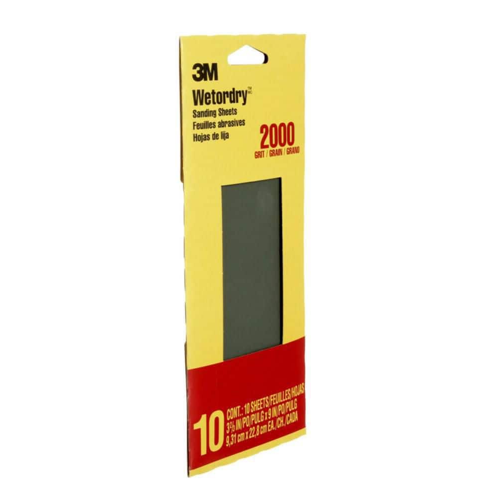 3M 3.7 in. x 9 in. Ultra Fine 2000-Grit Sheet Sandpaper (10-Sheets/Pack)