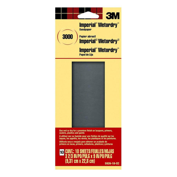 3M 3-2/3 in. x 9 in. 3000 Grit Super Ultra Fine Grade Sandpaper (10 Sheets/Pack)