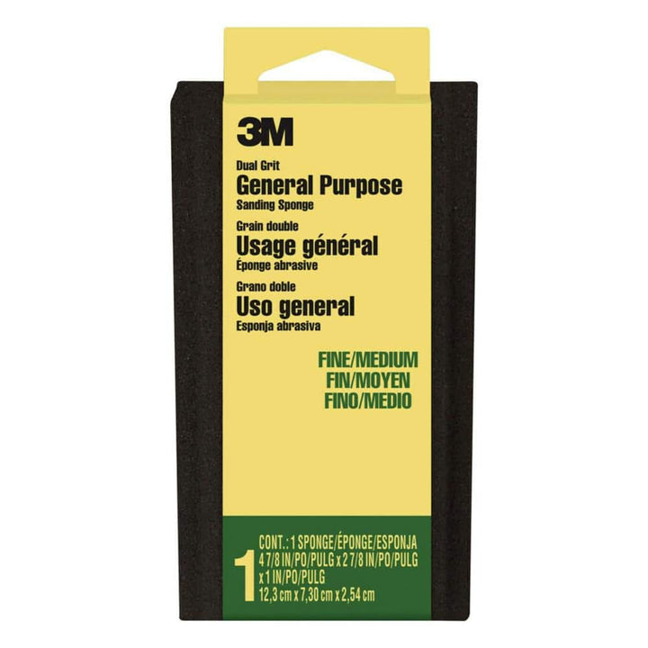 3M 2-7/8 in. x 4-7/8 in. 100, 180 Fine/Medium All-Purpose Sanding Sponge