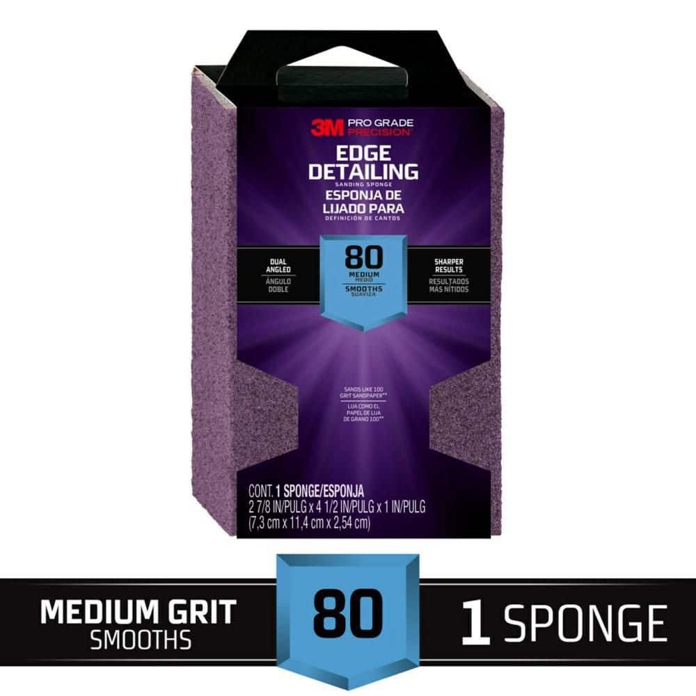 3M Pro Grade Precision 2-1/2 in. x 4-1/2 in. x 1 in. 80-Grit Medium Block Sanding Sponge