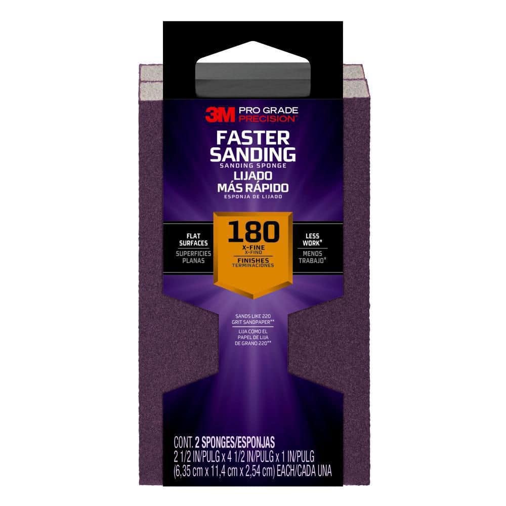 3M Pro Grade Precision 2-1/2 in. x 4-1/2 in. x 1 in. 180-Grit X-Fine Block Sanding Sponge