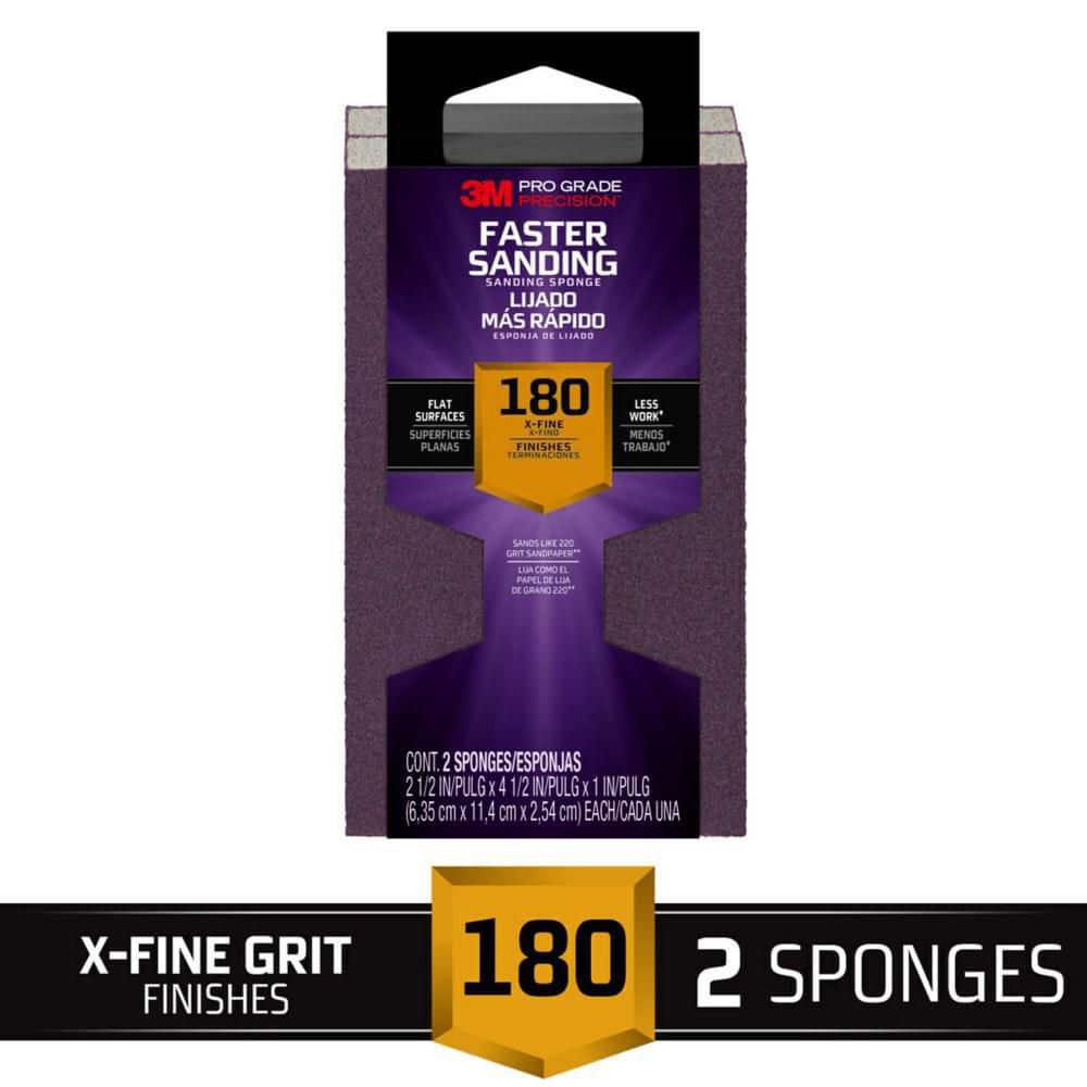 3M Pro Grade Precision 2-1/2 in. x 4-1/2 in. x 1 in. 180-Grit X-Fine Block Sanding Sponge