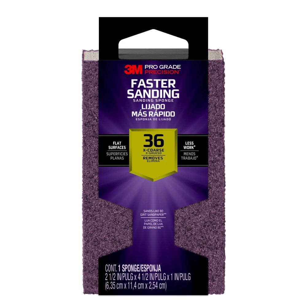 3M Pro Grade Precision 2-1/2 in. x 4-1/2 in. x 1 in. 36-Grit X-Coarse Block Sanding Sponge