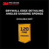 3M 2.5 in. x 4.5 in. x 1 in. 120 Fine Grit Pro Grade Angled Drywall Sanding Sponge