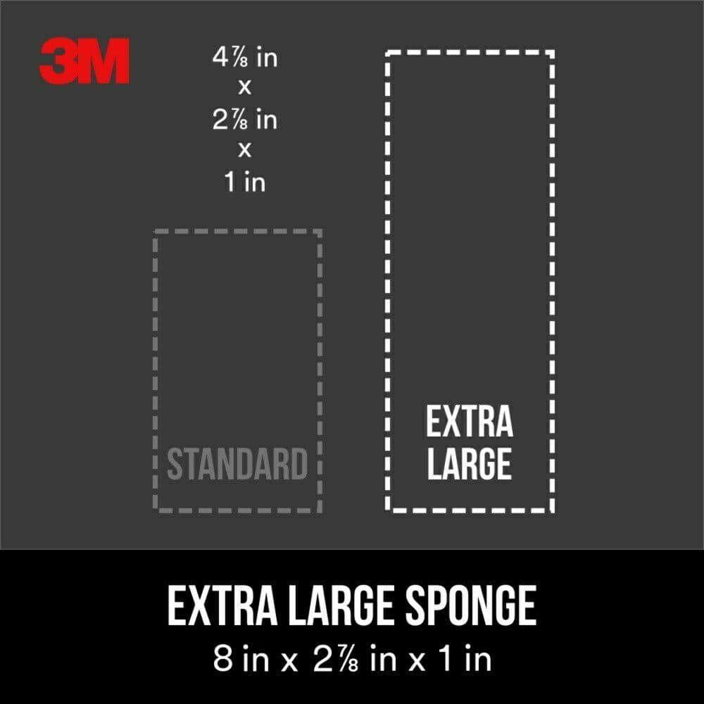 3M 2-7/8 in. W x 8 in. H x 1 in. D 120 Grit Fine Extra-Large Angled Drywall Sanding Sponge (2-Pack, 6-Case)