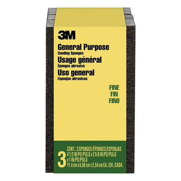 3M 4.5 in. x 2.5 in. x 1 in. 120 Fine-Grit Block Sanding Sponge (3 Sponge-Pack)