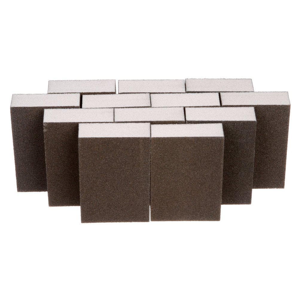 3M 2-7/8 in. x 4-7/8 in x 1 in. Single Angle 60 Grit General Purpose Sanding Sponges, Medium (12 Pack)