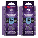 3M Pro Grade Precision 2.5 in x 4.5 in. x 1 in. Medium 120 Grit 3-in-1 Sanding Sponge (2-Pack)